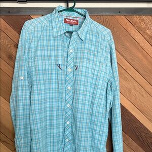 Simms Men's Aqua Checkered Shirt